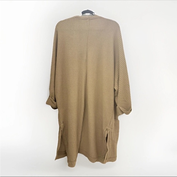 Waffle Knit Open Cardigan – Warm Camel - Picture 2 of 7